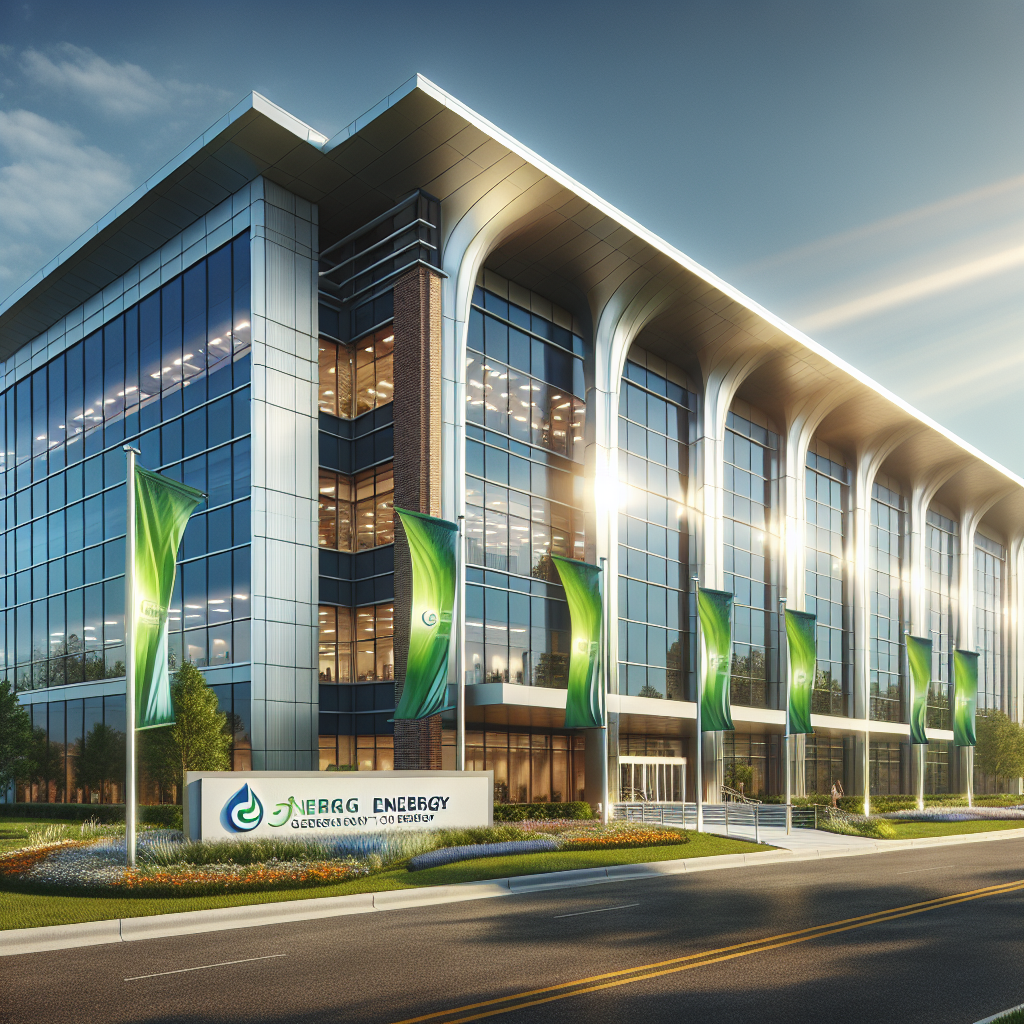 Consumers Energy headquarters in Jackson, MI, glass building with company sign and green landscaping.