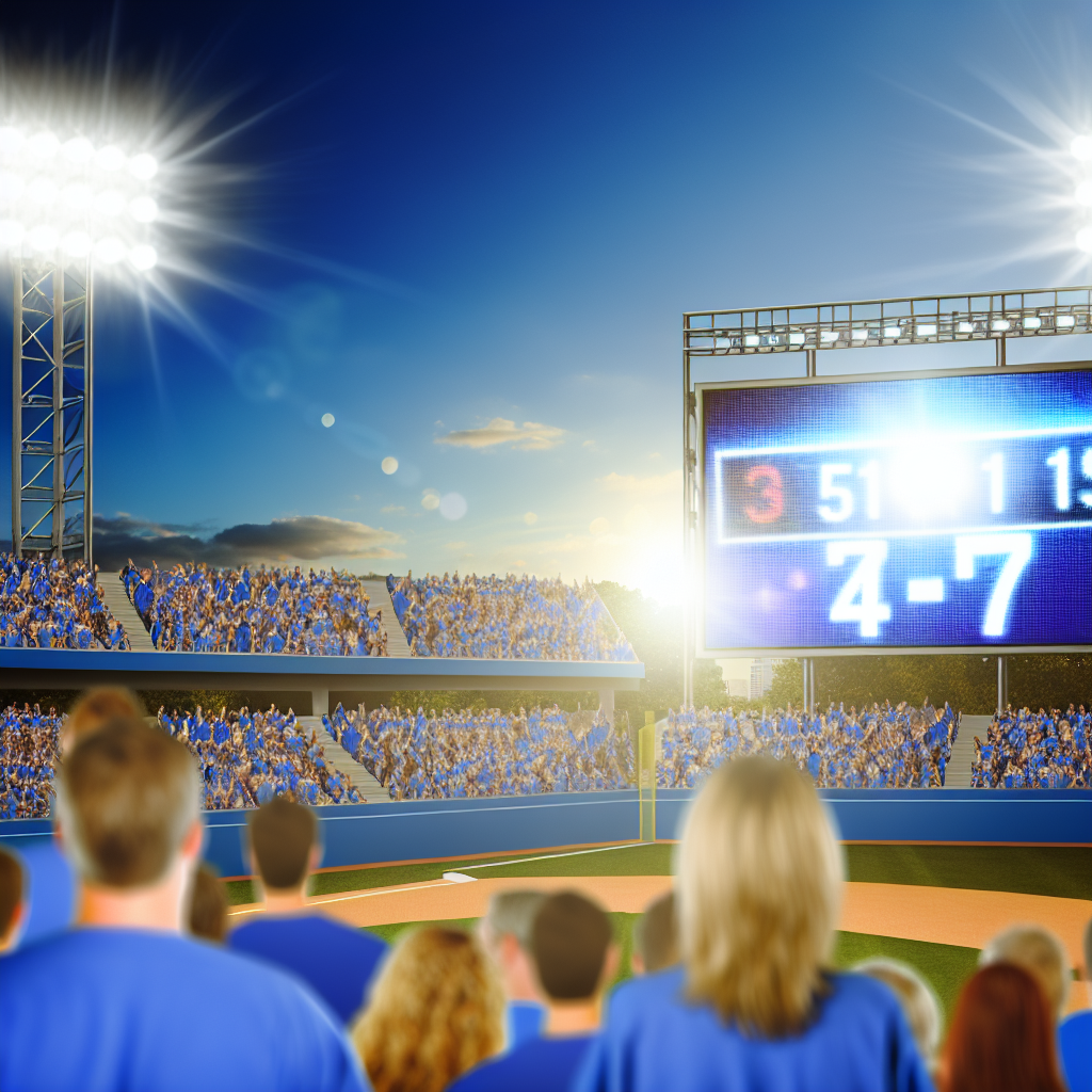 Dodger Stadium at sunset: scoreboard showing magic number, fans celebrating playoff anticipation.