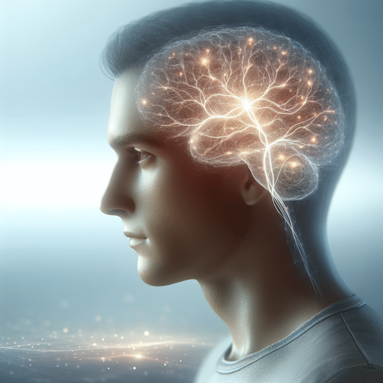 A person with an illuminated neural web in the brain, visually representing the subconscious mind's activity and reach.